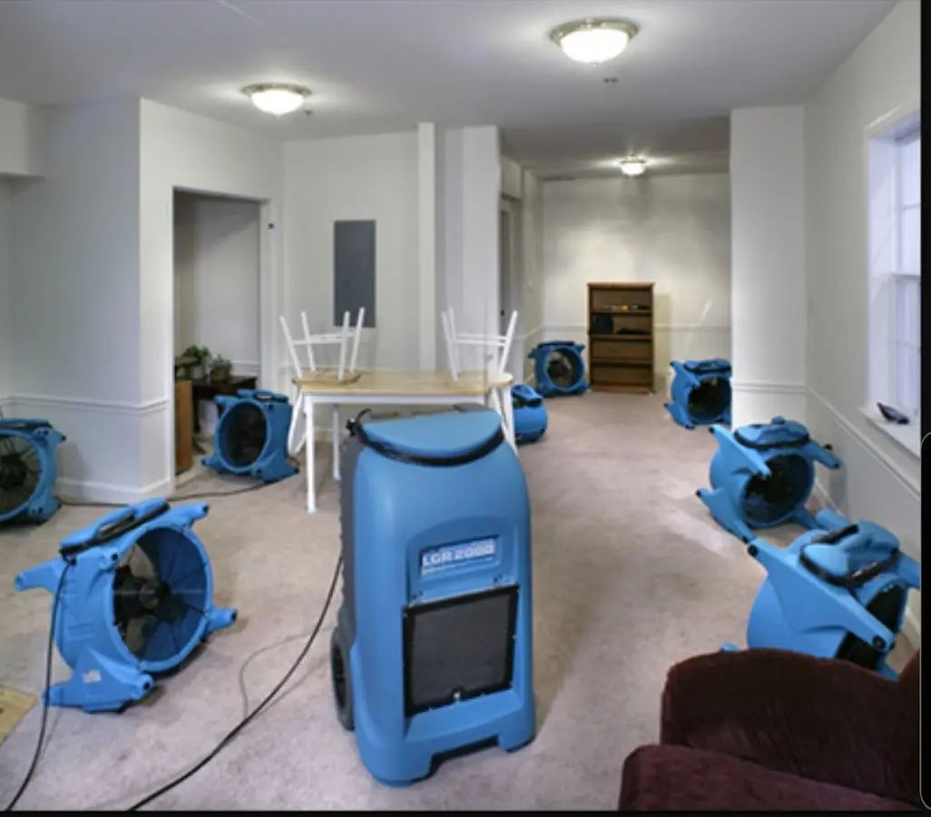 Air movers and dehumidifier setup for Water Extraction & Removal in Beaver Dam