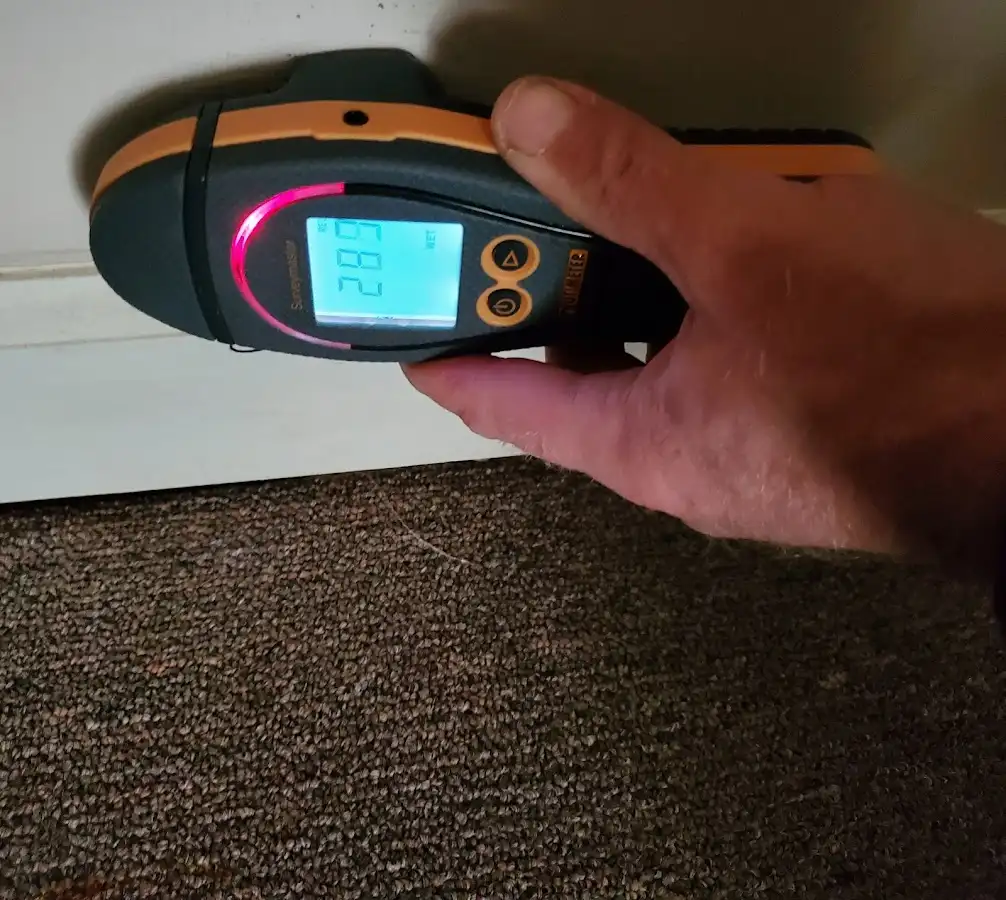 Moisture detection at baseboard during Mold Inspection & Testing in Beaver Dam